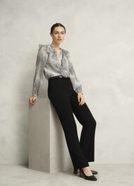 Rosana Ruffle Top, Cream Black, hi-res