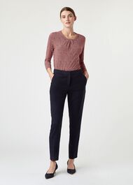 Petite Gael Wool Blend Trouser With Stretch, Navy, hi-res