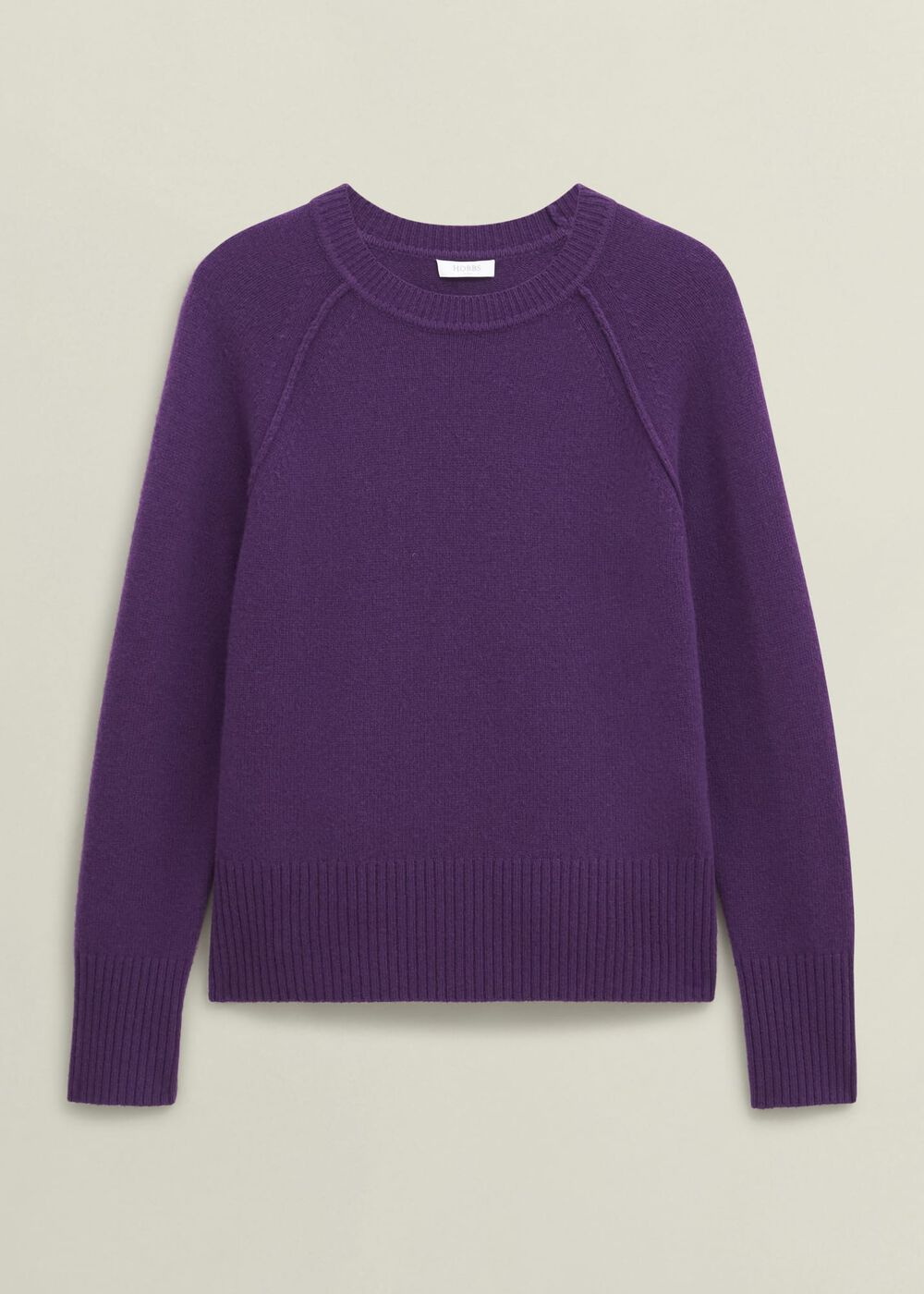 Mandy Wool Blend Crew Neck Knitted Jumper, Fig Purple, hi-res