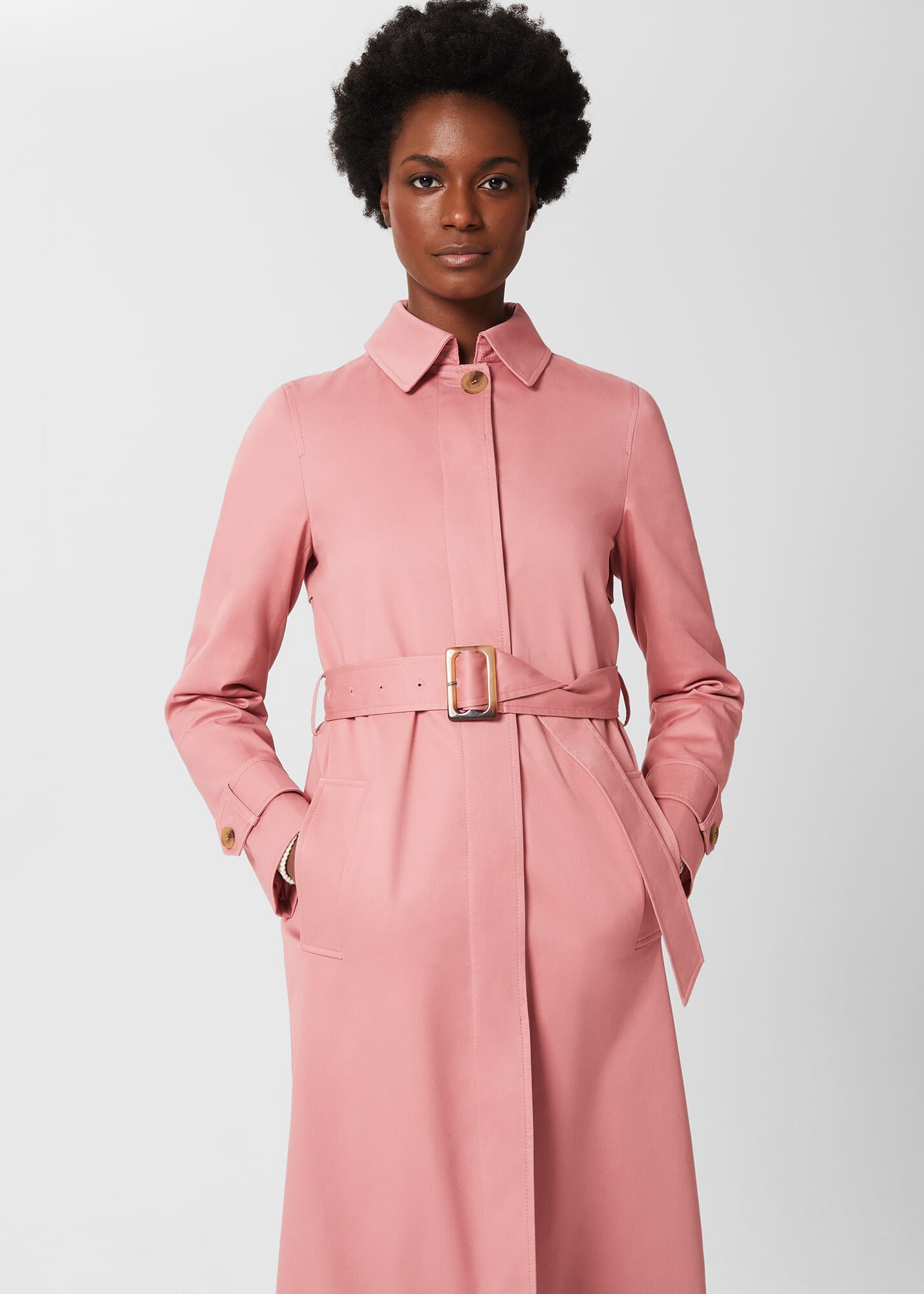 Soft pink trench coat on sale