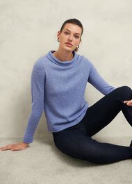 Audrey Wool Cashmere Sweater, Blue Marl, hi-res