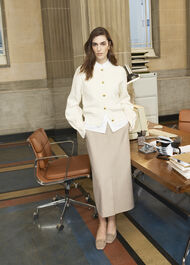 Abbott Cotton Knitted Cardigan, Ivory, hi-res