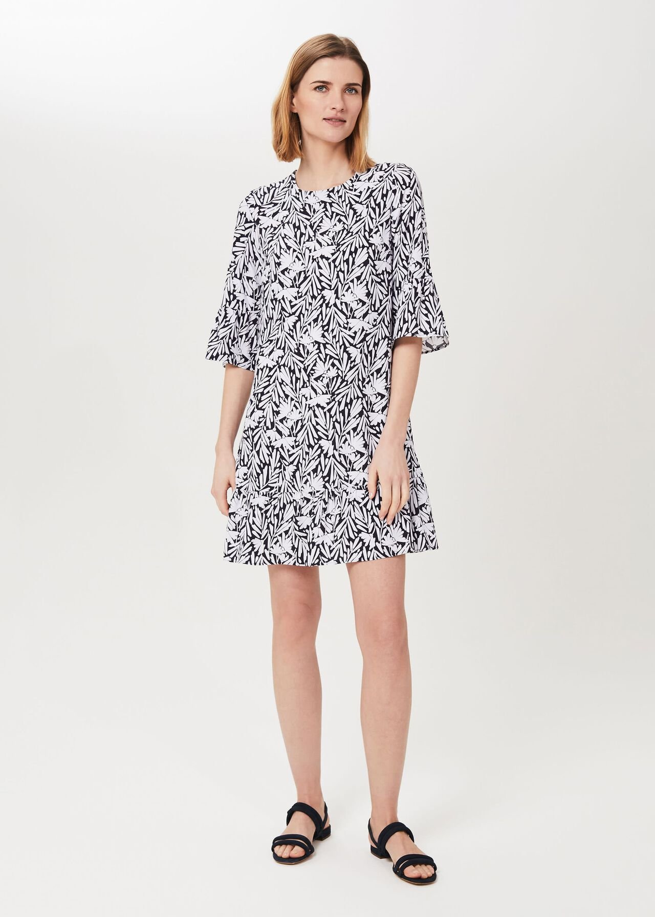 Nika Floral Dress, Navy Ivory, hi-res