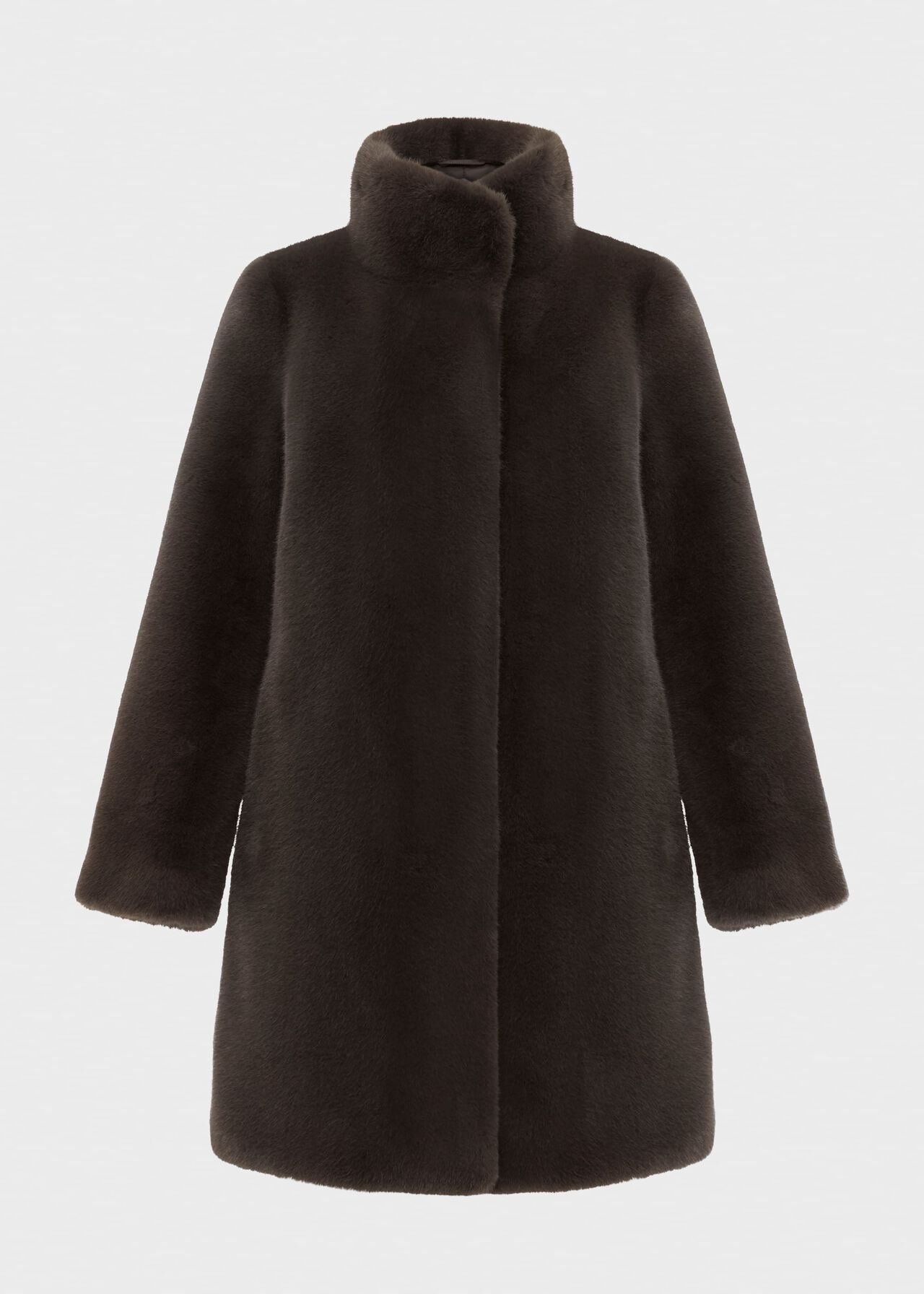 Maddox Faux Fur Coat, Charcoal Grey, hi-res