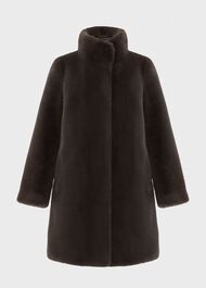 Maddox Faux Fur Coat, Charcoal Grey, hi-res