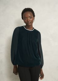 Tallulah Velvet Top, Evergreen, hi-res