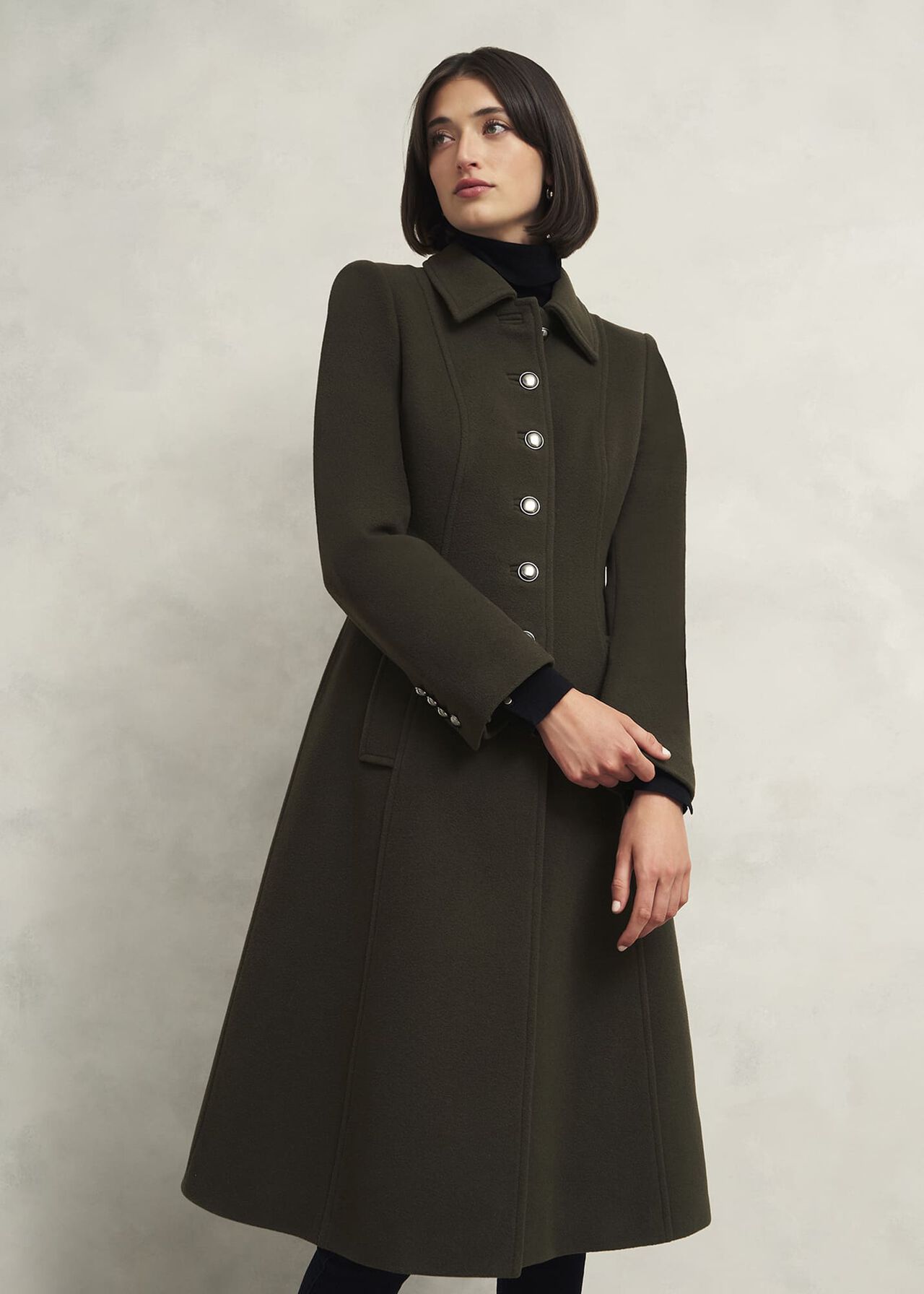 Bayley Wool Blend Coat, Olive Green, hi-res