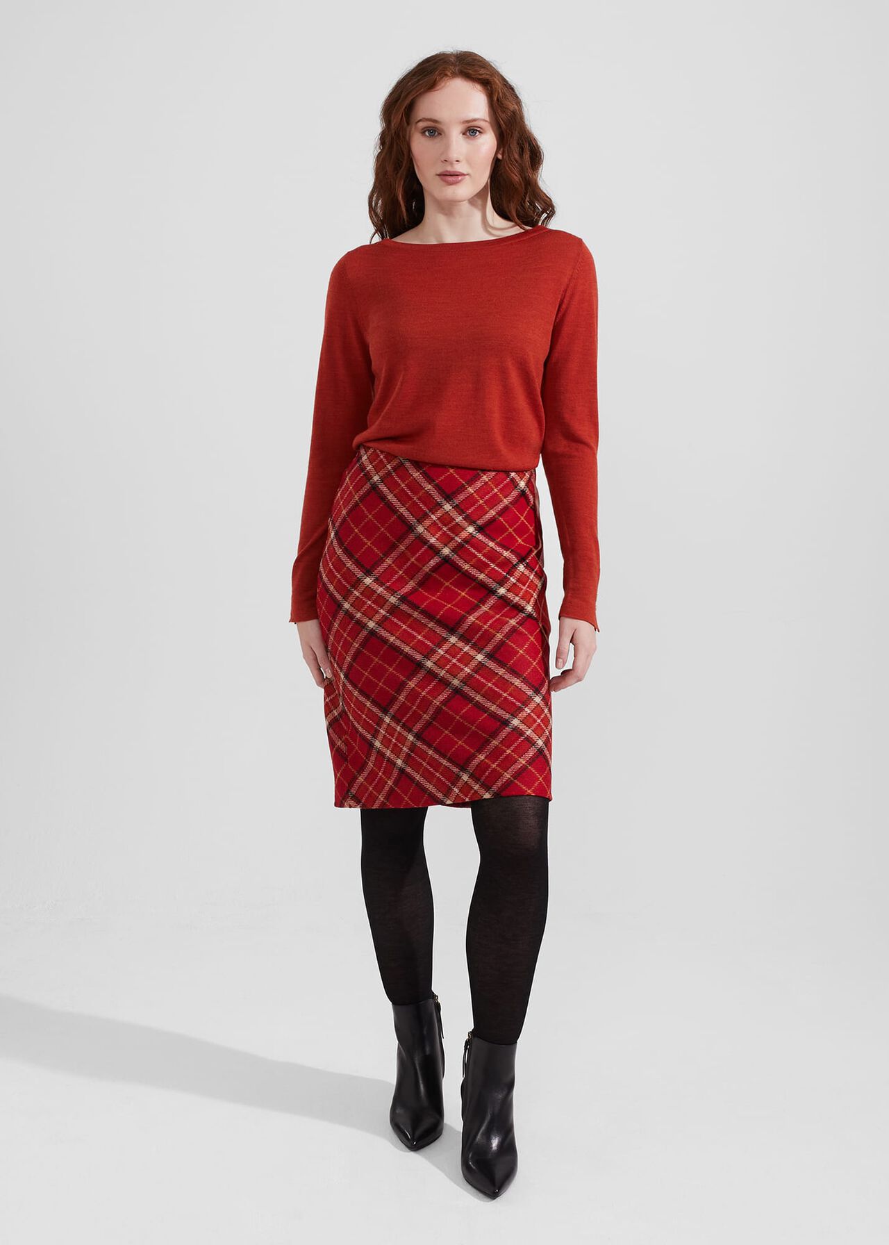 Daphne Wool Skirt, Red Multi, hi-res