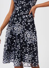 Lilith Embroidered Floral Dress, Navy Blue, hi-res