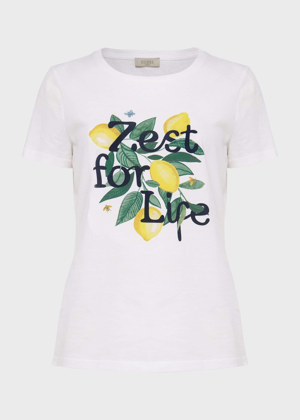 Pixie Cotton Printed T-Shirt, White Yellow, hi-res