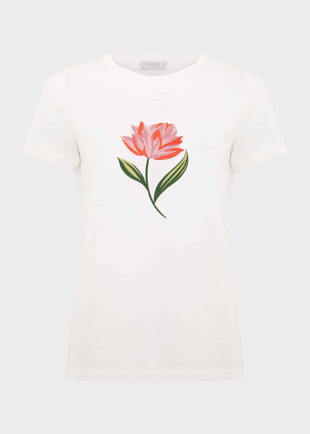 Pixie Cotton Embroidered T-Shirt, Ivory Pink, hi-res