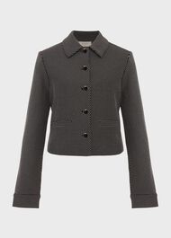 Violet Ponte Jacket, Black Ivory, hi-res