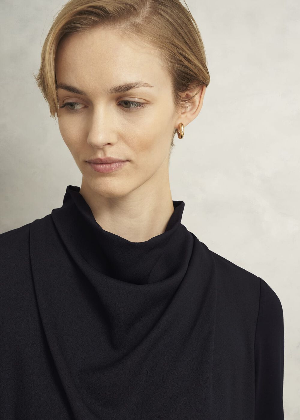 Arielle Cowl Neck Long Sleeve Blouse, Hobbs Navy, hi-res