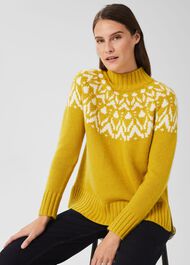 Meredith Fairisle Jumper with Alpaca, Lemon Yellow, hi-res