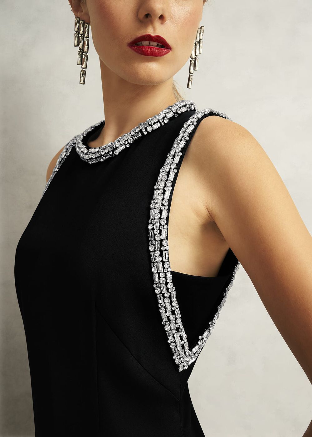 Angelina Trimmed Column Maxi Dress, Black, hi-res