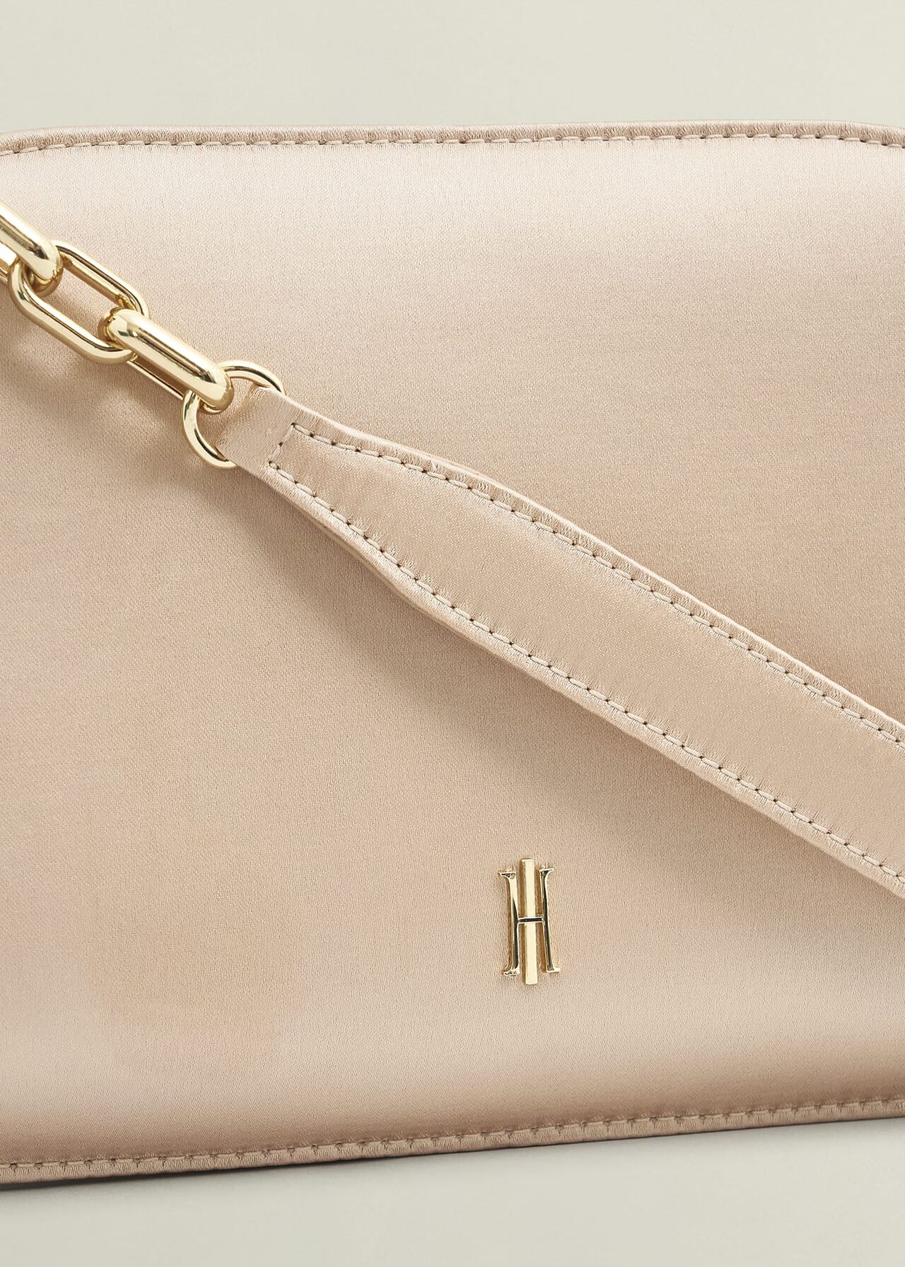 Milan Satin Clutch Bag, Warm Taupe, hi-res