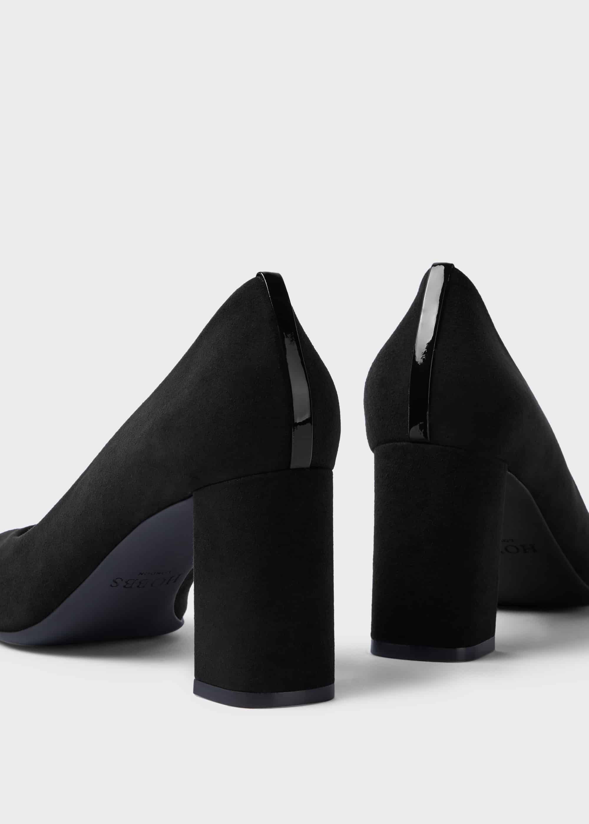 black suede court shoes