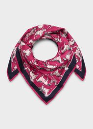 Elva Silk Printed Scarf, Fuchsia Navy, hi-res