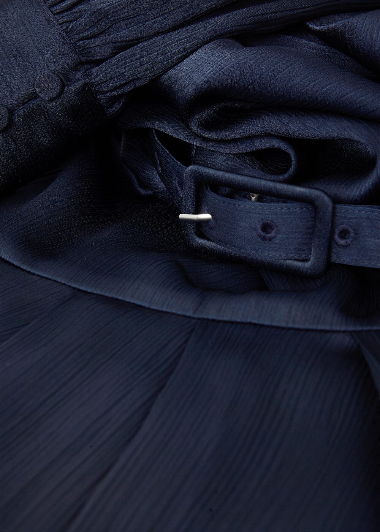 Isabella Satin Pleated Dress, Navy, hi-res