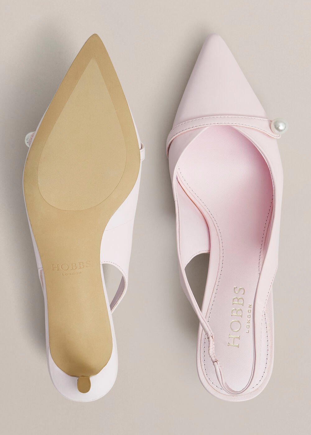 Serena Leather Slingbacks, Pale Pink, hi-res