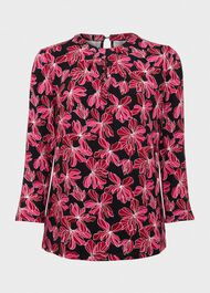 Julia Printed Top, Black Pink, hi-res