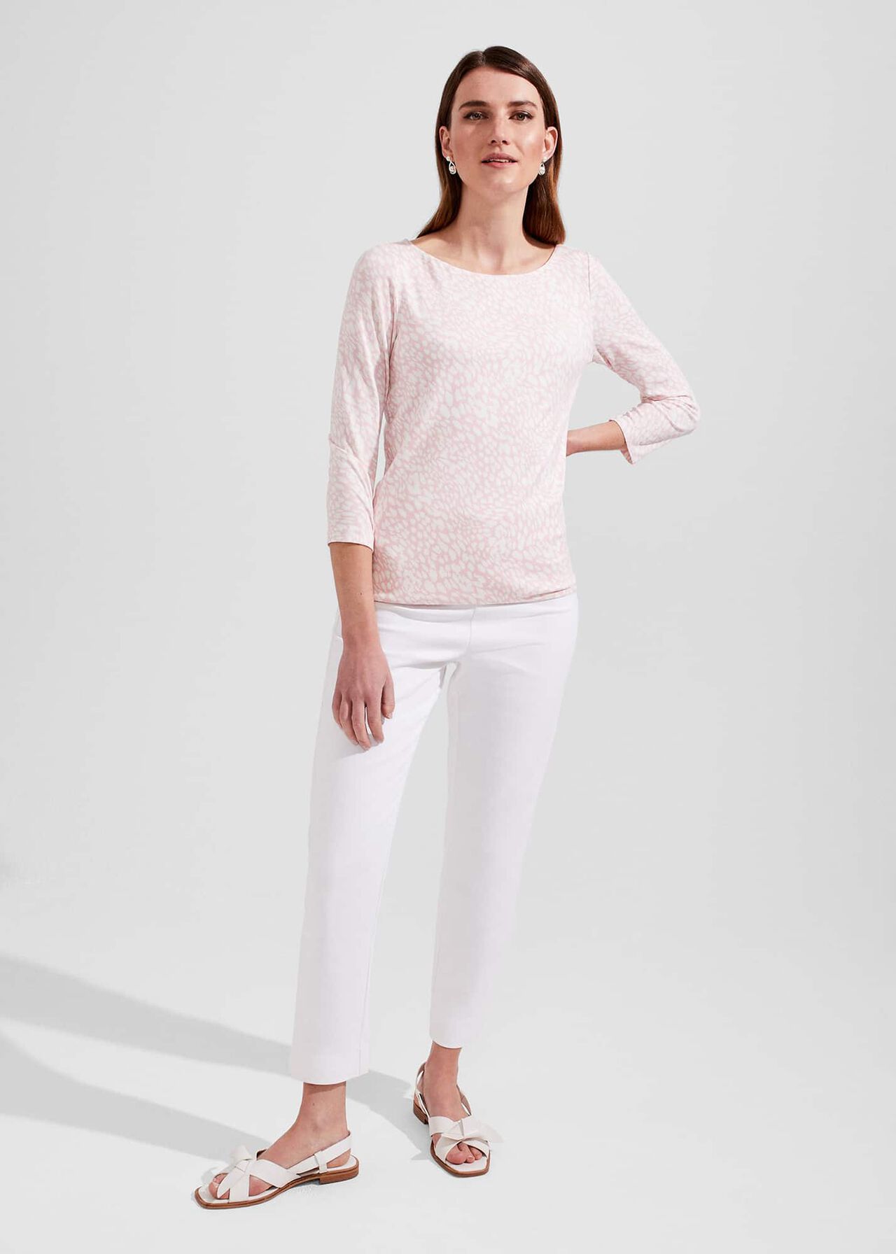 Sonya Printed Top, Pink Ivory, hi-res