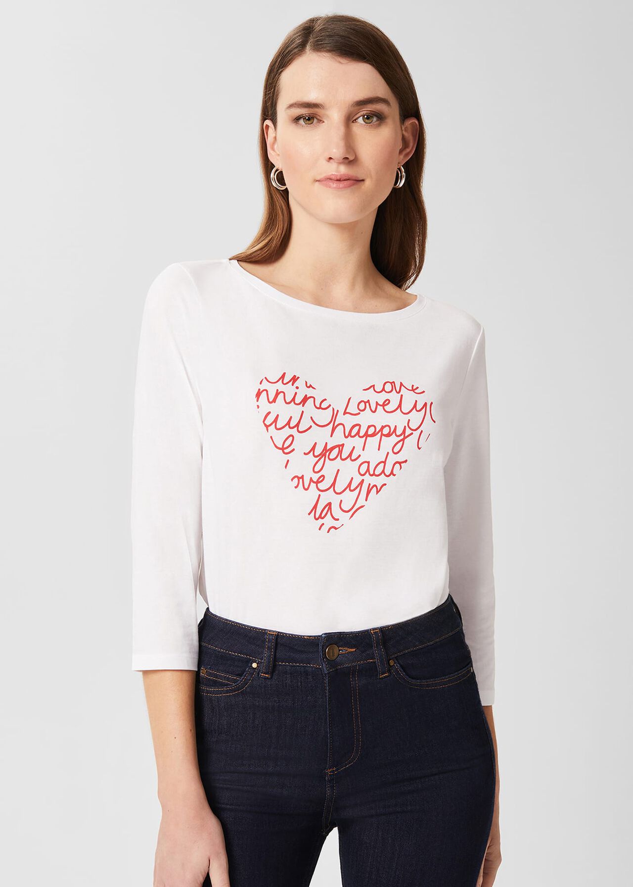 Claudia Heart T-Shirt, White Geranium, hi-res