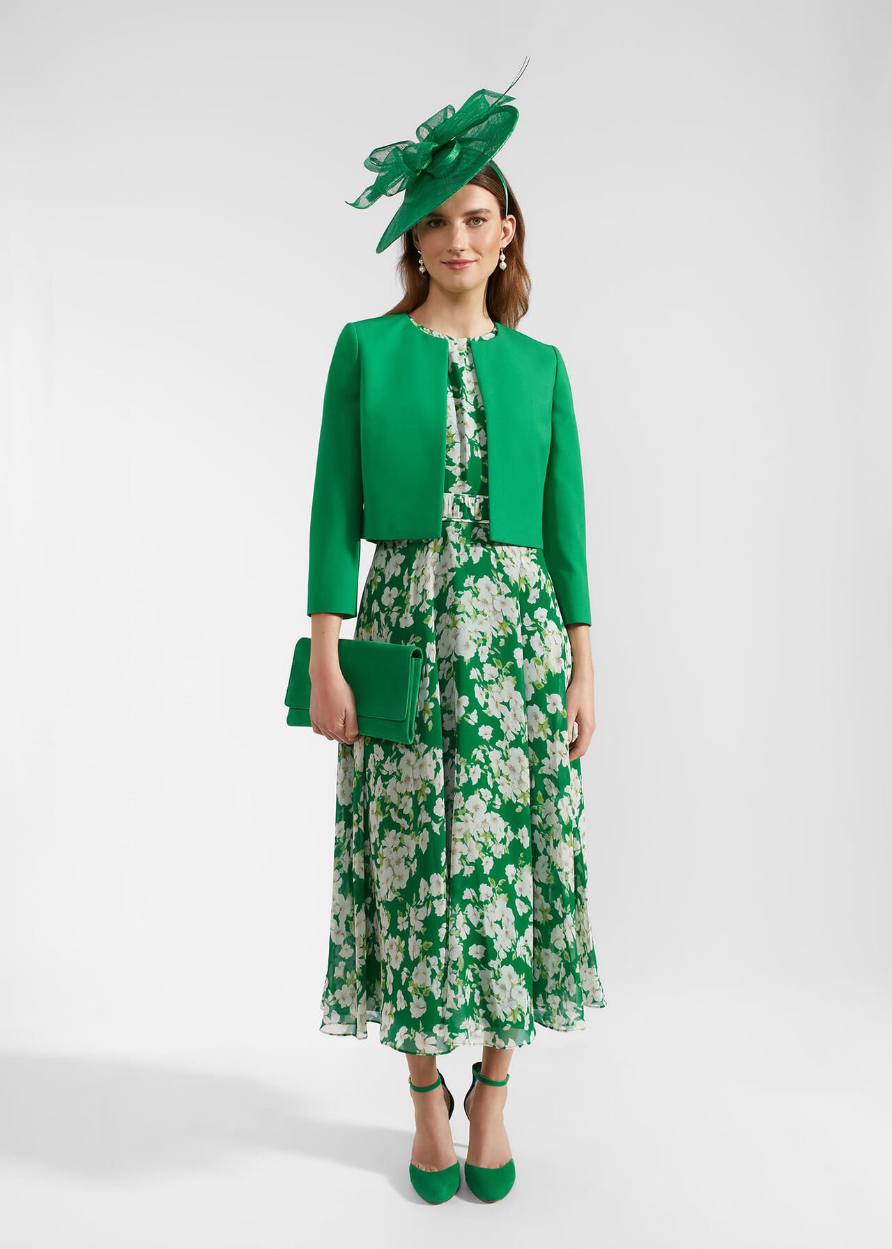 Bronwyn Silk Midi Dress, Green Multi, hi-res