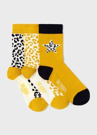 Leopard Sock Set, Yellow Navy, hi-res