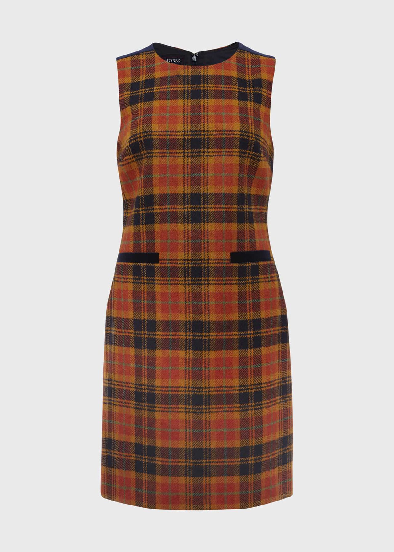 Ruthie Wool Dress, Orange Navy, hi-res