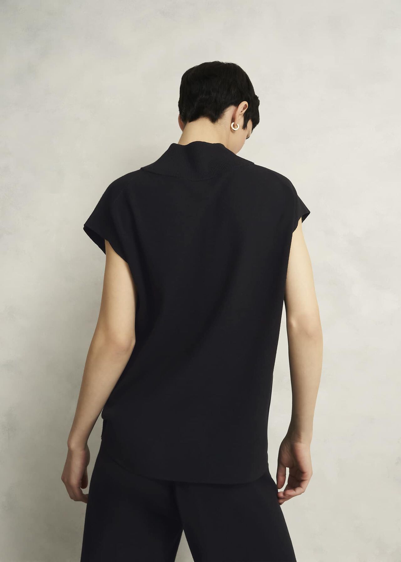 Black Harris High V Neck Knitted Co-ord Tank Top, Hobbs Black, hi-res