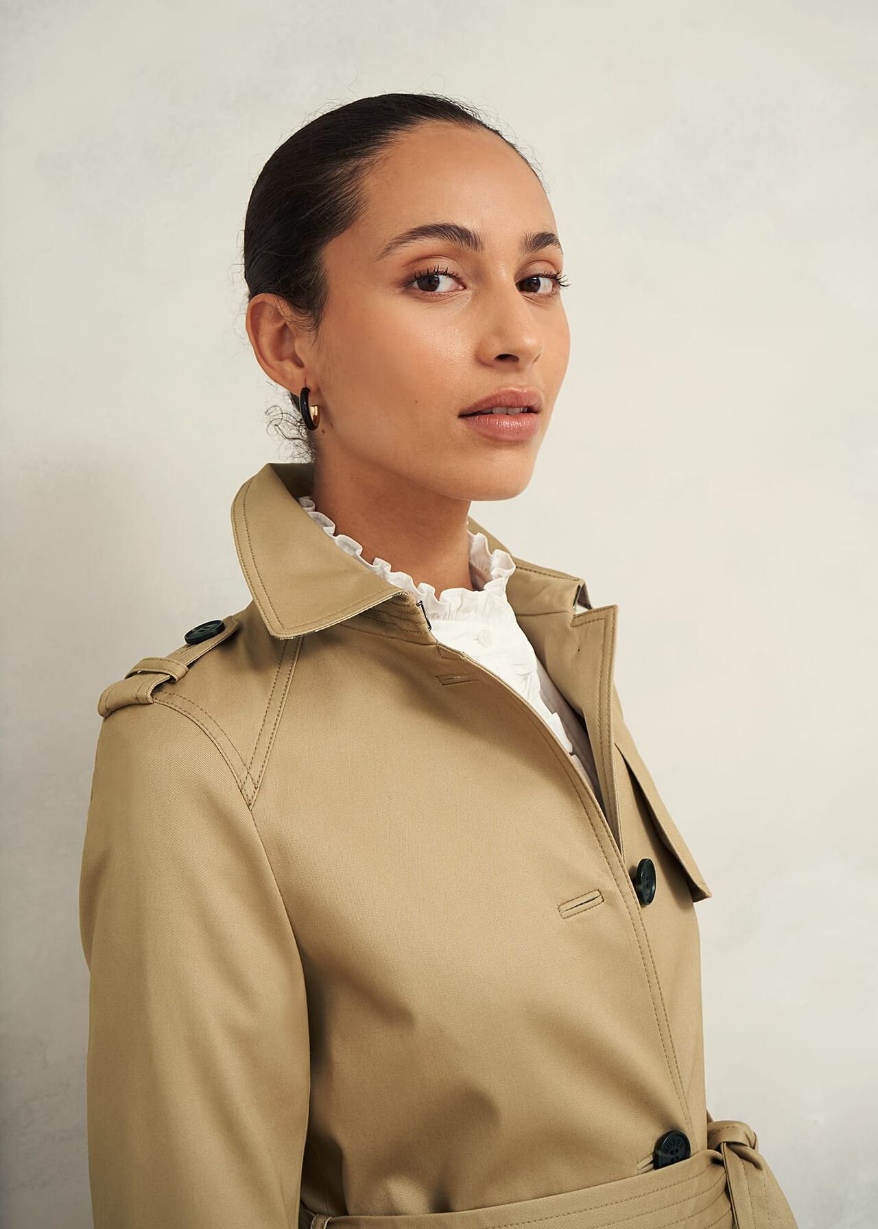 Petite Hallie Shower Resistant Trench Coat, Fawn Beige, hi-res