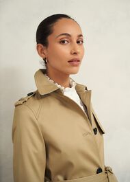 Petite Hallie Shower Resistant Trench Coat, Fawn Beige, hi-res