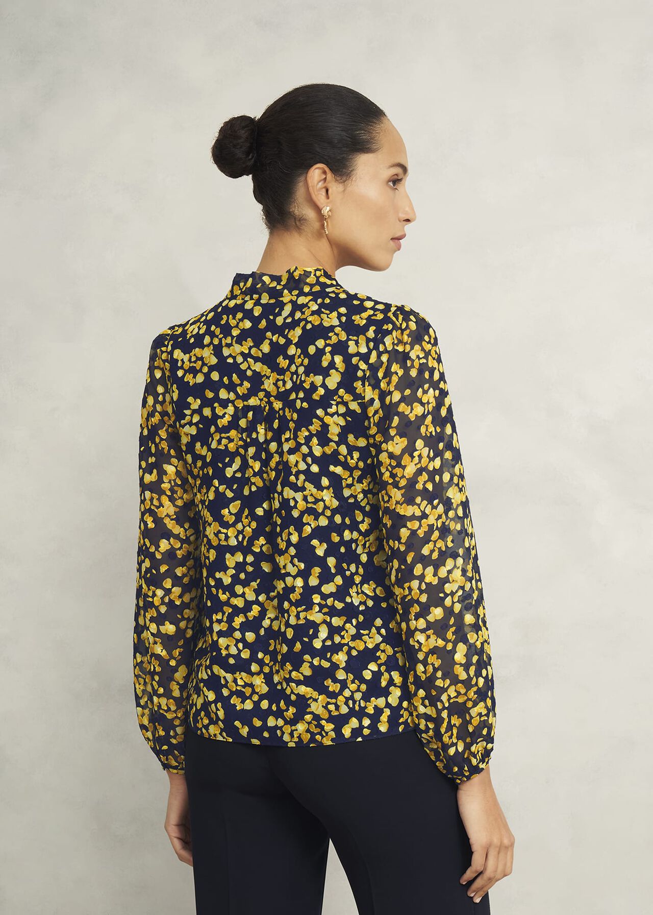 Aria Blouse, Navy Yellow, hi-res