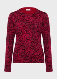 Harlow Cotton Blend Jumper, Cerise Black, hi-res