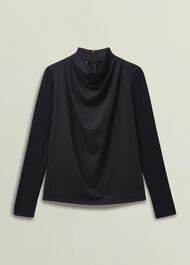 Arielle Cowl Neck Long Sleeve Blouse, Hobbs Navy, hi-res