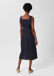 Roberta Linen Dress, Navy, hi-res