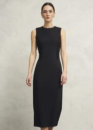 Petite Hazel Ponte Dress, Black, hi-res
