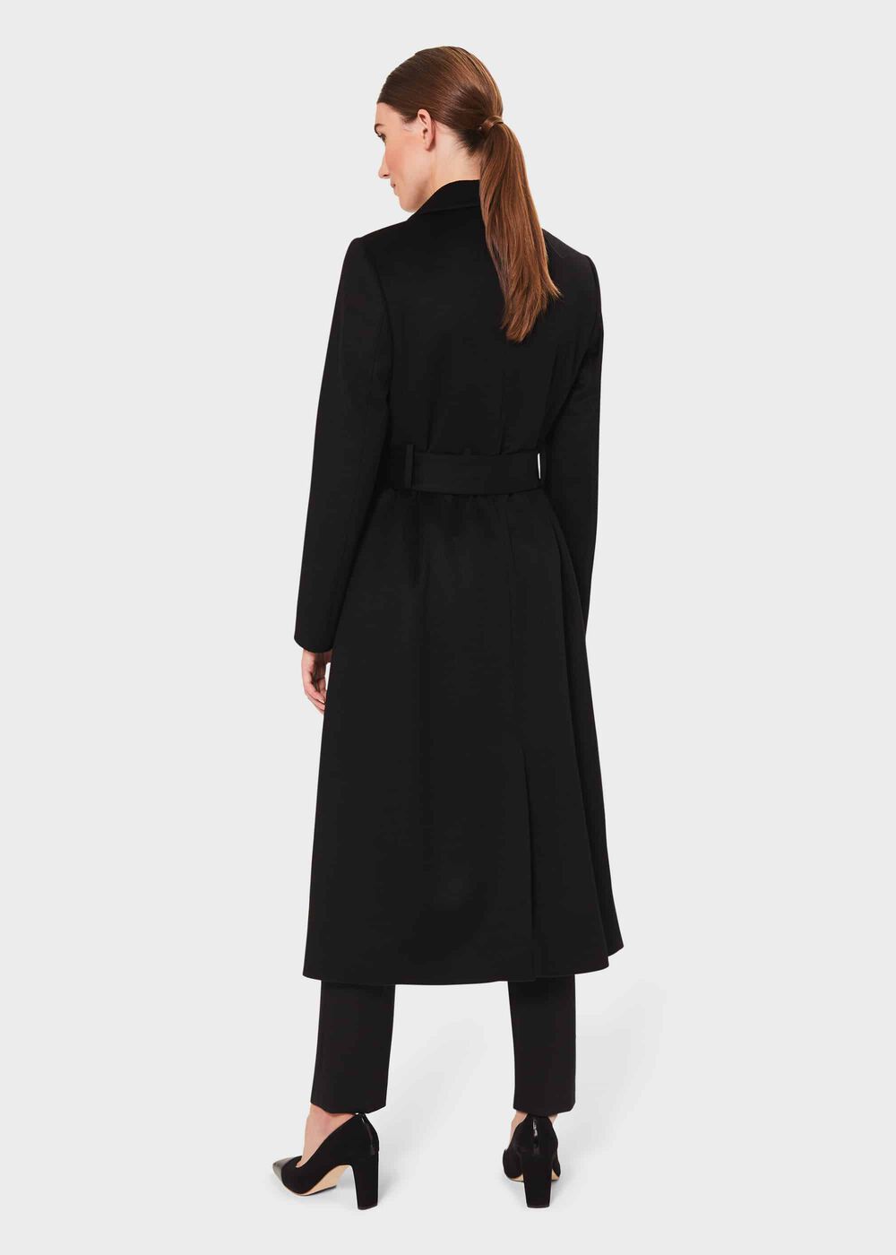 Petite Olivia Wool Wrap Coat, Black, hi-res