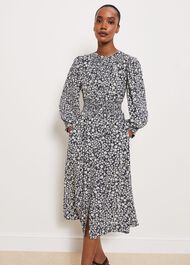 Fenton Dress, Navy Buttrcream, hi-res