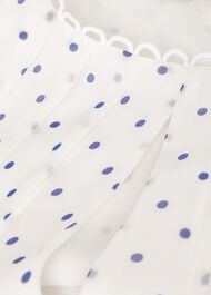 Priya Silk Spot Dress, Ivory Blue, hi-res