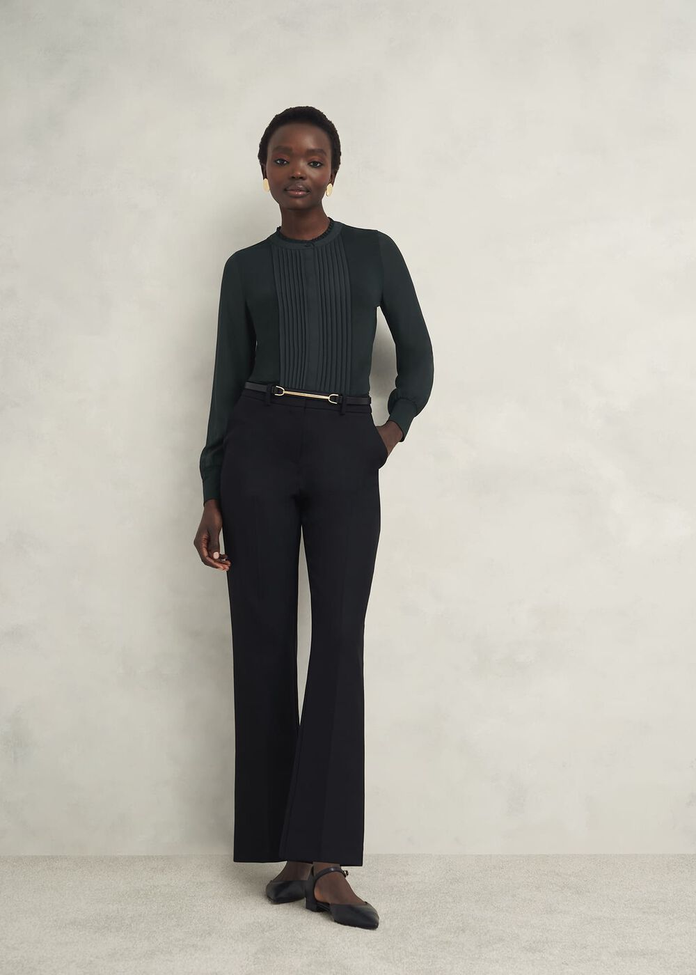 Carina Pleated Top, Evergreen, hi-res