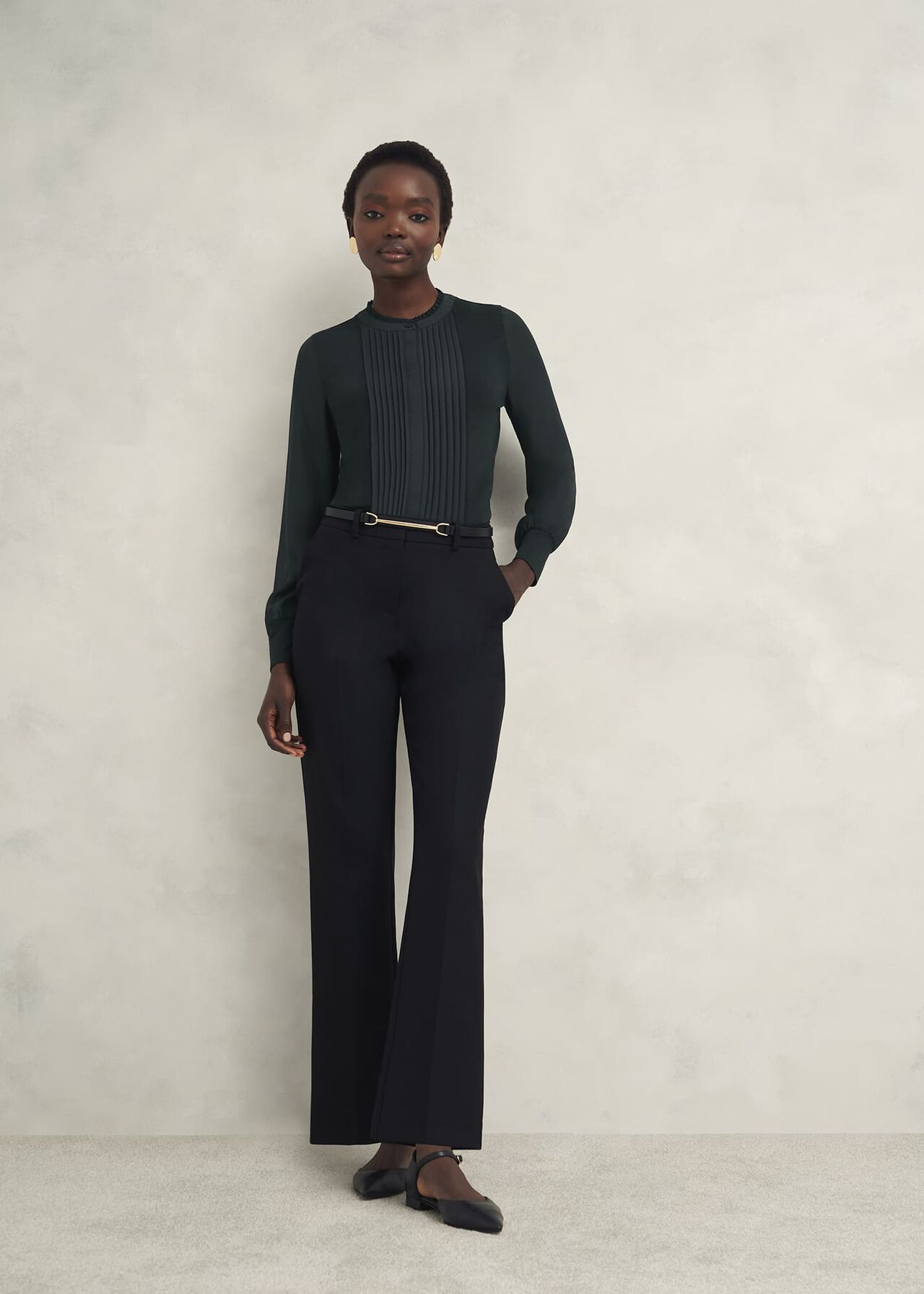 Carina Pleated Top, Evergreen, hi-res