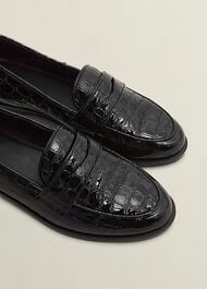 Lillian Leather Loafers, Black, hi-res