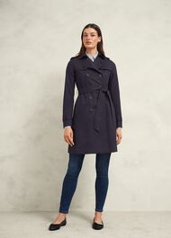 Saskia Shower Resistant Trench Coat, Navy, hi-res