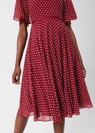 Eleanor Spot Fit And Flare Dress, Burgundy Ivory, hi-res