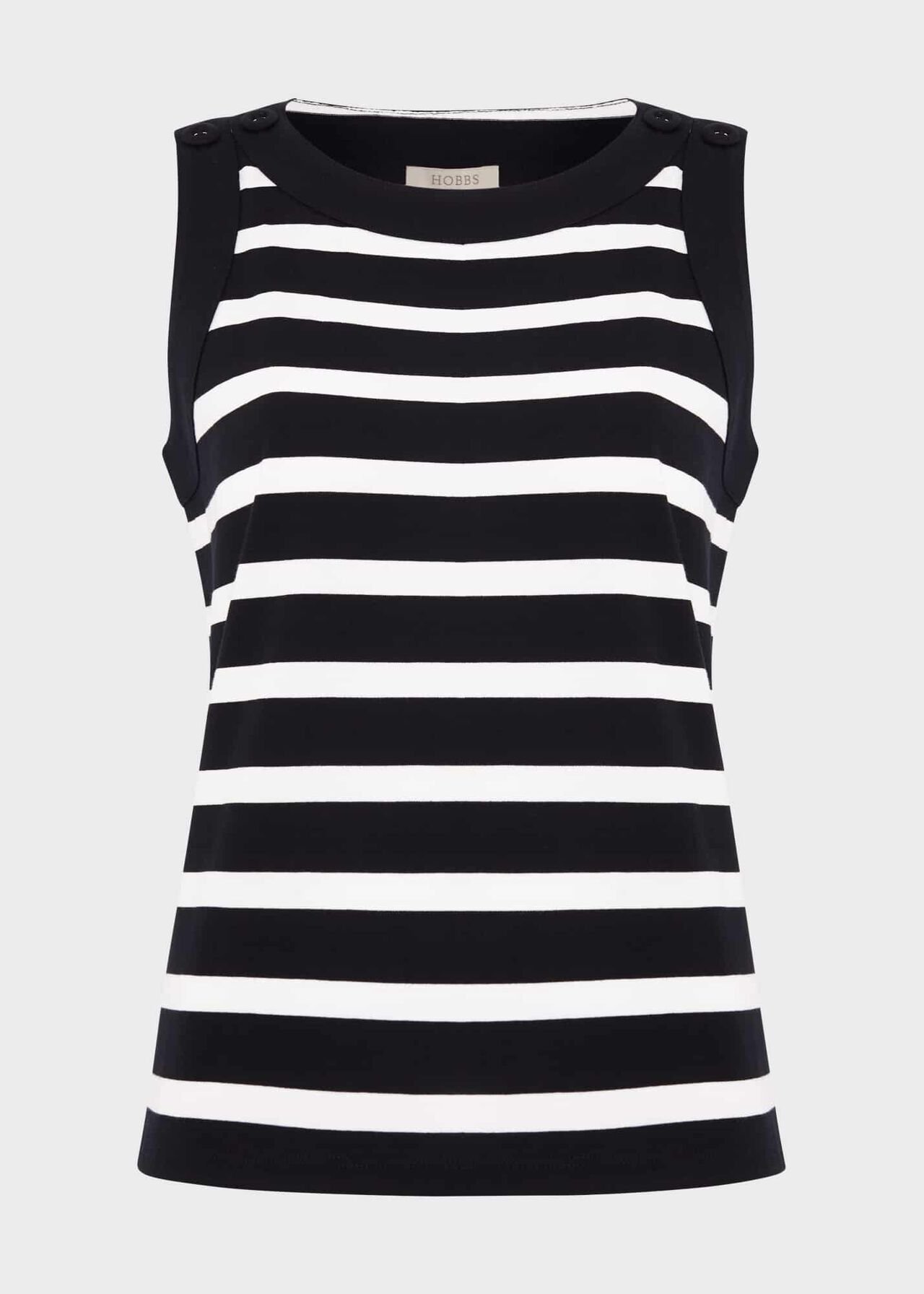 Maddy Cotton Striped Top, Navy Ivory, hi-res