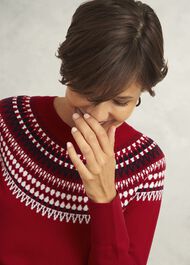 Greta Fairisle Jumper With Cashmere, Red Multi, hi-res