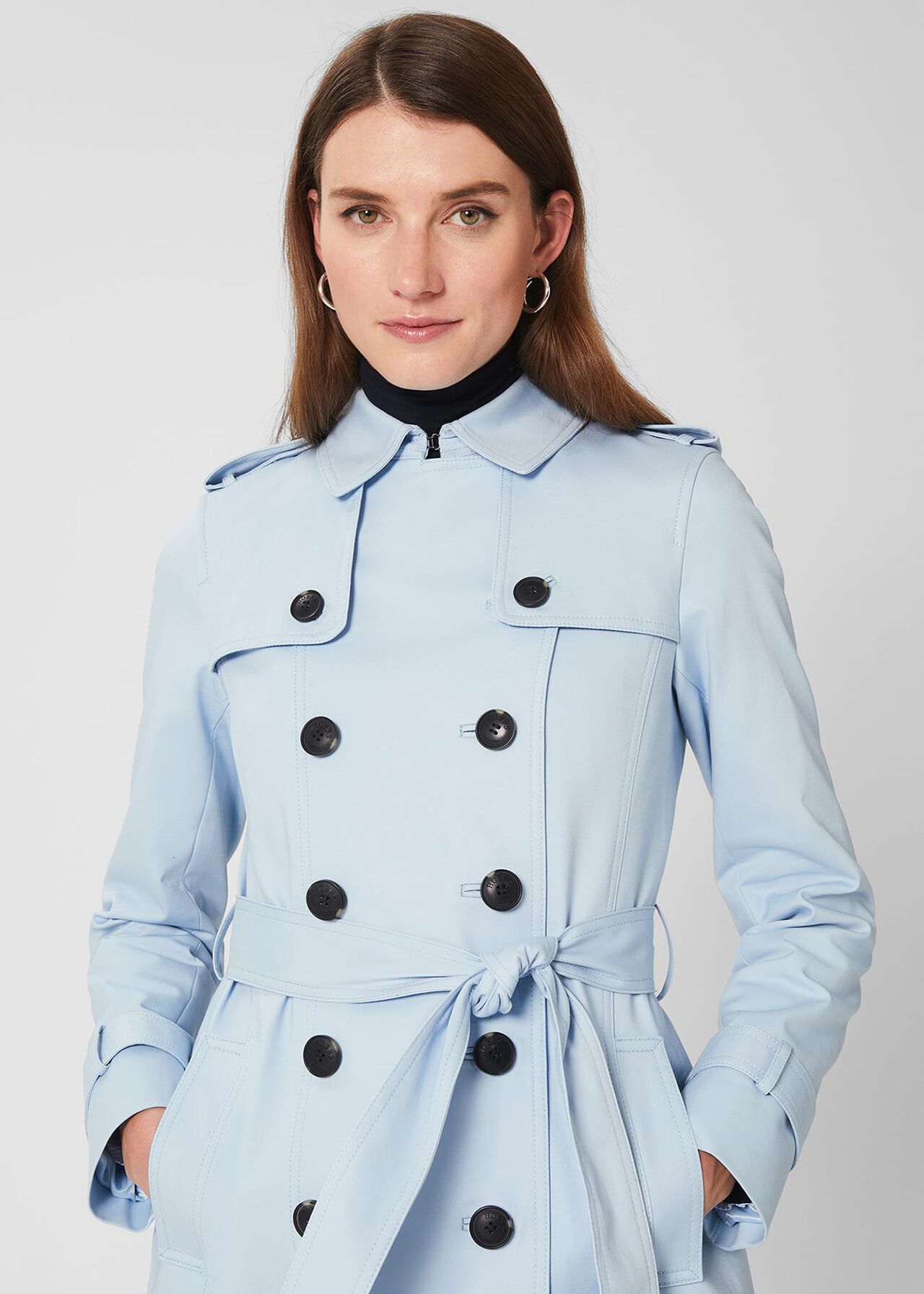 Saskia Shower Resistant Trench Coat, Pale Blue, hi-res