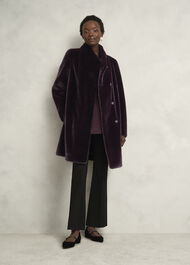 Tarini Faux Fur Coat, Wine, hi-res